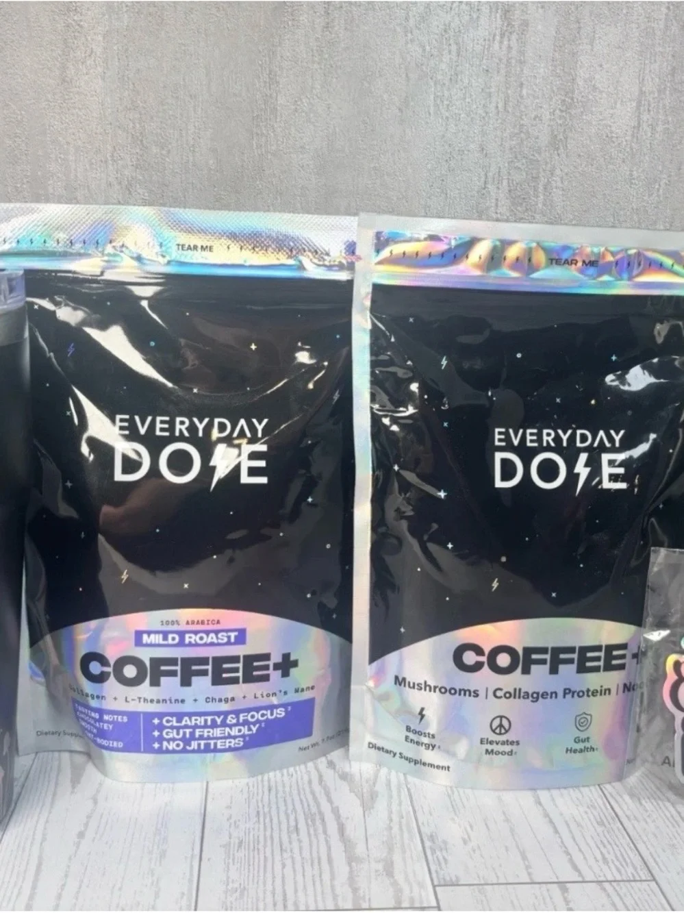 Lot of 5 Everyday Dose Items: 2 Mushroom Coffees, 1 Frother, 1 Tumbler, 1 Magnet